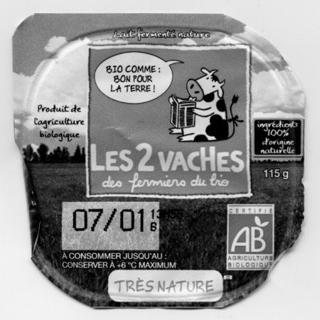 Opercule du yoghourt Les 2 Vaches (Danone, 2007)